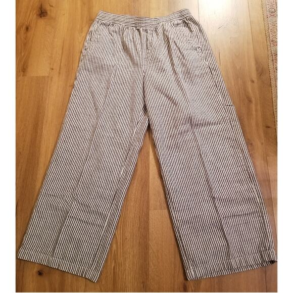 OLD NAVY Black & White Career Casual Striped Pull On Elastic Waist Pants Size M - Picture 1 of 8